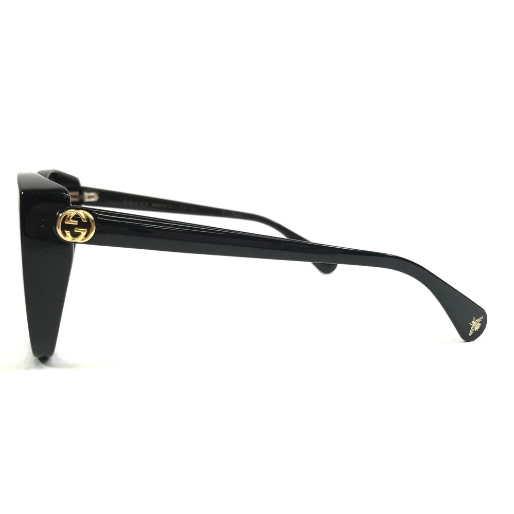 Gucci Sunglasses GG0369S 001 Shiny Black Round Frames with Gray Gradient Lenses